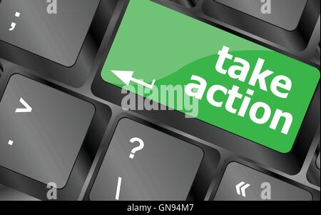 Take action key on a computer keyboard, business concept. Keyboard keys icon button vector Stock Vector
