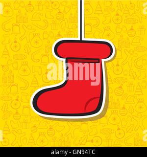 christmas socks label with christmas object pattern background vector Stock Vector