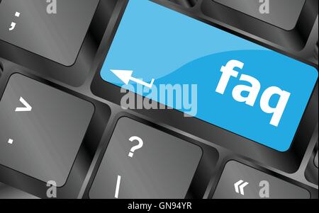 Computer keyboard key with key FAQ, closeup. Keyboard keys icon button vector. Keyboard Icon, Keyboard Icon Vector, Keyboard Ico Stock Vector