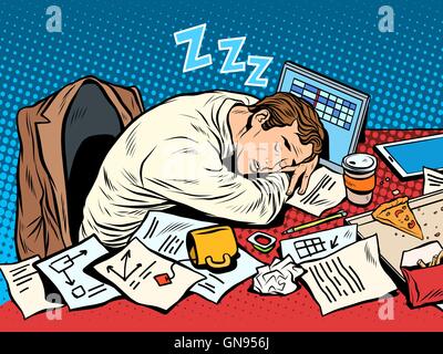 Man businessman sleeping on the job Stock Vector