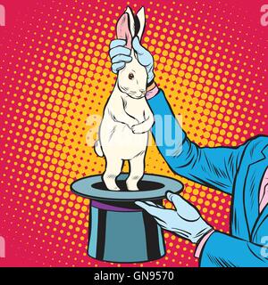 white rabbit in the magicians hands Stock Vector
