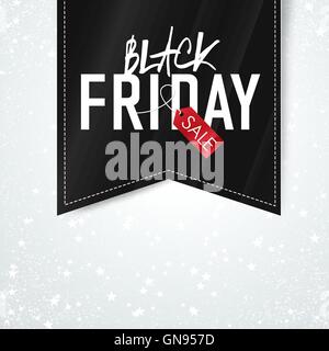 Black Friday sales Advertising Poster on Falling Snow and Stars Stock Vector