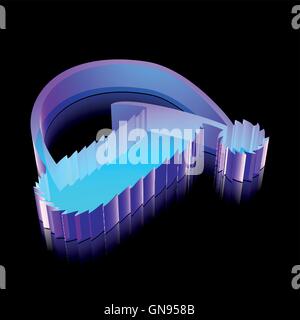 Holiday icon: 3d neon glowing Christmas Hat made of glass, vector illustration. Stock Vector