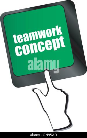 cloud icon with teamwork concept word on computer keyboard key Stock Vector