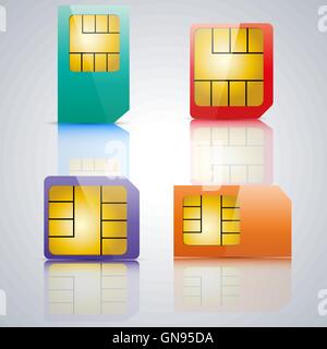 Set SIM card, vector illustration. Stock Vector