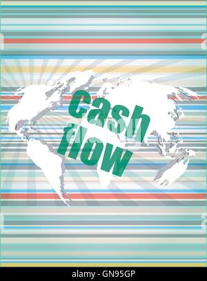 business words cash flow on digital screen showing financial successvector quotation marks with thin line speech bubble. concept Stock Vector