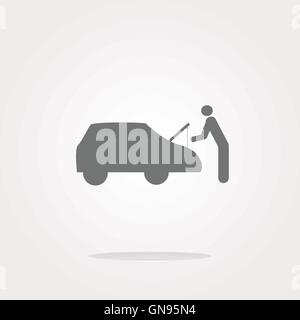 vector man and car on web icon (button) isolated on white Stock Vector