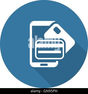 Mobile Banking Icon. Flat Design. Stock Vector