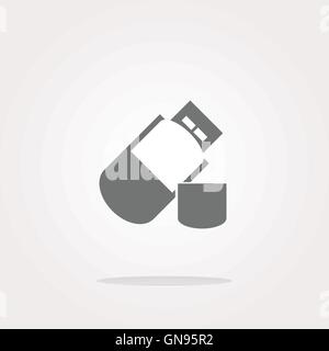 vector usb flash drive web glossy icon on white background Stock Vector