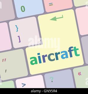 aircraft on computer keyboard key enter button vector illustration Stock Vector