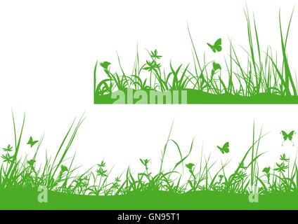 Green Meadow Silhouette Stock Vector