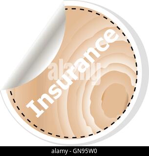 insurance word on vector business wooden app icon isolated on white background. Stock Vector