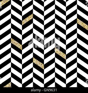 Classic Seamless Chevron Pattern. With Glittering Golden Parts Stock Vector