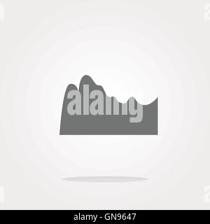 vector mountain on glossy web icon isolated on white background Stock Vector