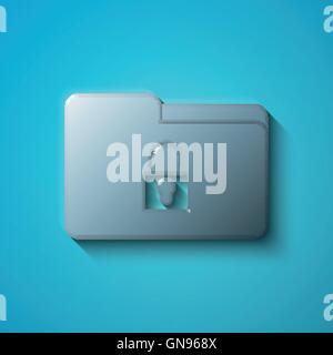 Finance concept: flat metallic Folder With Lock icon, vector Stock Vector