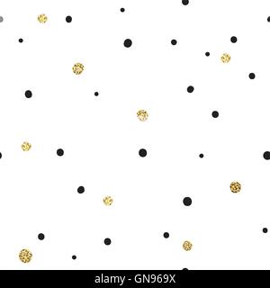 Abstract Seamless Pattern on White Background with Black and Gol Stock Vector