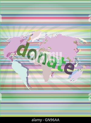 business concept: words donate on digital touch screen vector illustration Stock Vector