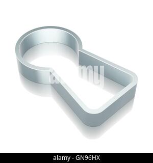 Information icon: 3d metallic Keyhole with reflection, vector illustration. Stock Vector
