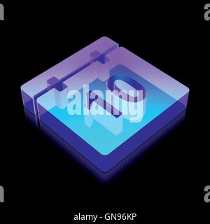 Time icon: 3d neon glowing Calendar made of glass, vector illustration. Stock Vector