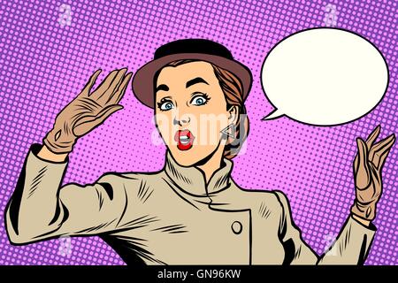 Surprised retro lady Stock Vector