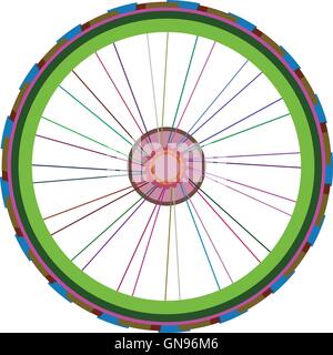 Bicycle wheel isolated on white, vector bike wheels Stock Vector
