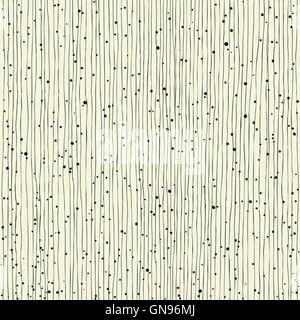 Thin vertical lines and dots. Seamless hand-drawn pattern Stock Vector
