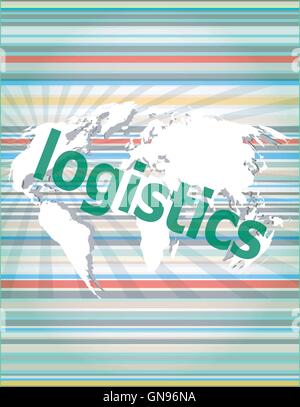 business concept: logistics word on digital screen vector quotation marks with thin line speech bubble. concept of citation, inf Stock Vector