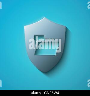 Finance concept: flat metallic Folder With Shield icon, vector Stock Vector