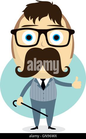 Victorian gentleman with hat and mustache. Man in vintage retro style ...