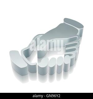 3d metallic Handshake icon with reflection, vector illustration. Stock Vector