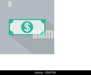 Dollar icon , Flat design style, vector illustration. long shado Stock Vector