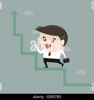 Businessman run in a growth, flat design Stock Vector