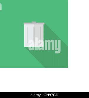 Bin icon , Flat design style, vector illustration. long shadow i Stock Vector