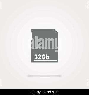 vector flash memory card web button (icon) isolated on white. Web Icon Art. Graphic Icon Drawing Stock Vector