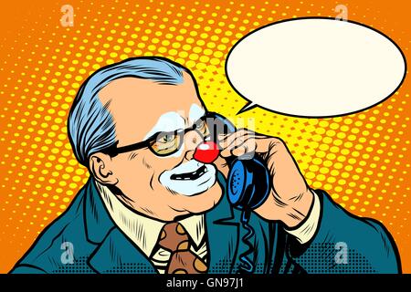boss clown on the phone Stock Vector