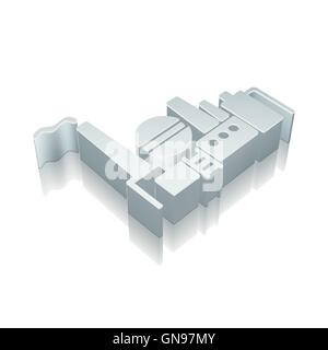 Industry icon: 3d metallic Oil And Gas Indusry with reflection, vector illustration. Stock Vector