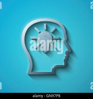Data concept: flat metallic Head With Lightbulb icon, vector Stock Vector