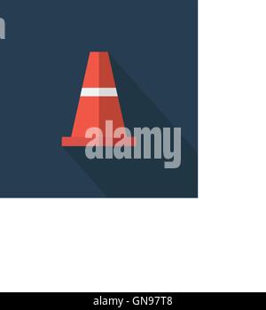 Traffic cone , Flat design style, vector illustration. long shad Stock Vector