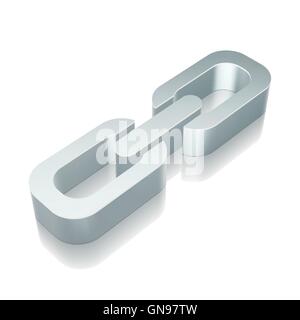 3d metallic Link icon with reflection, vector illustration. Stock Vector
