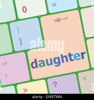 social concept: computer keyboard with word daughter vector illustration Stock Vector