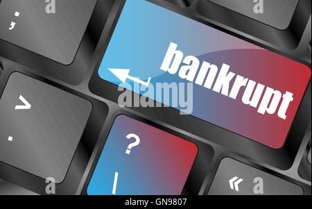 A keyboard with key reading bankrupt, business concept vector, keyboard keys, keyboard button Stock Vector
