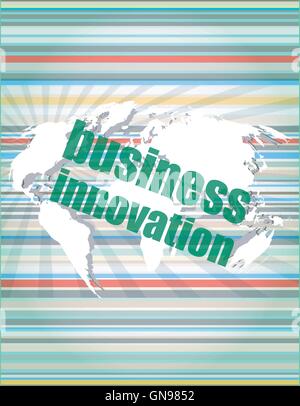 business innovation button on a touch screen interface vector quotation marks with thin line speech bubble. concept of citation, Stock Vector