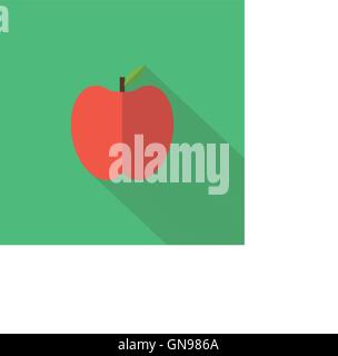 Apple icon , Flat design style, vector illustration. long shadow Stock Vector