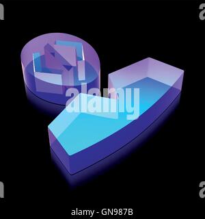 Software icon: 3d neon glowing Programmer made of glass, vector illustration. Stock Vector