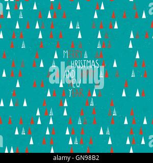 Merry Christmas Card. Geometric pattern and hand drawn lettering Stock Vector