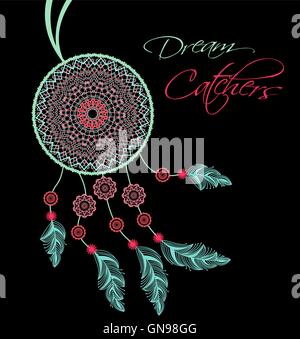 Dreamcatcher with feathers Stock Vector