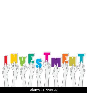 investment word hold in hand concept design vector Stock Vector