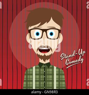 hilarious guy stand up comedian cartoon Stock Vector