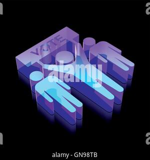 Political icon: 3d neon glowing Election Campaign made of glass, vector illustration. Stock Vector