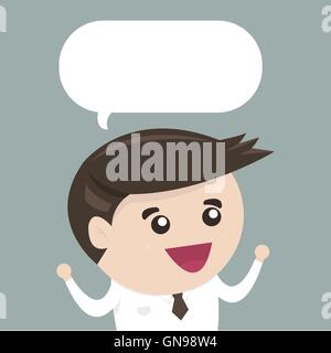 Businessman with a empty speech bubble, flat design Stock Vector